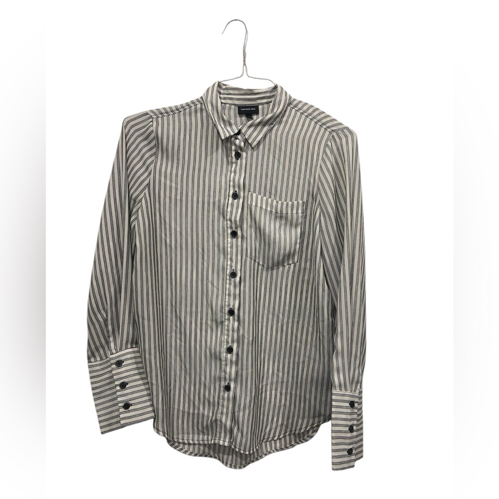 white/black striped top